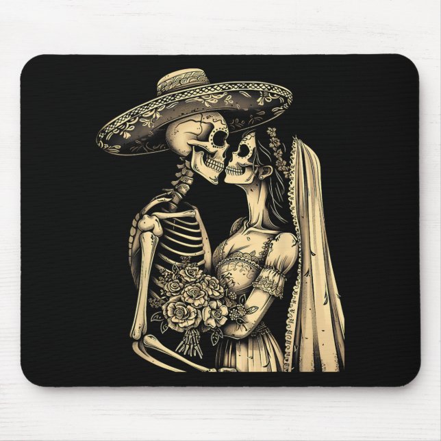 Dia De Muertos Sugar Skull Couple Skeleton Bride W Musmatta (Framsidan)