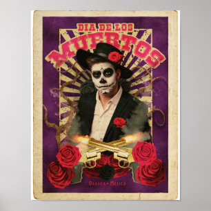 Dia De Muertos Sugar Skull-vykort Poster