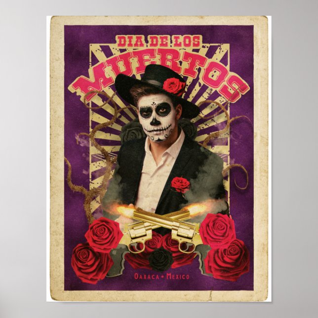 Dia De Muertos Sugar Skull-vykort Poster (Framsidan)