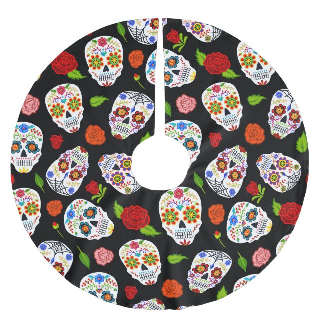 Dia Los Muertos: döskallarna mönster. Julgransmatta Borstad Polyester (Framsidan)