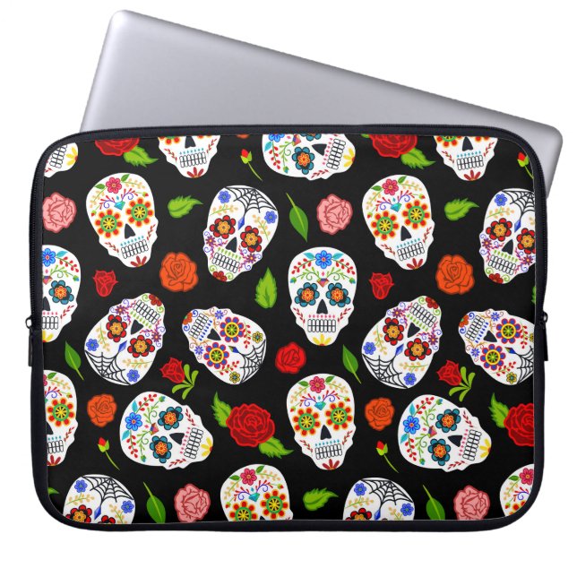 Dia Los Muertos: döskallarna mönster. Laptop Fodral (Framsidan)