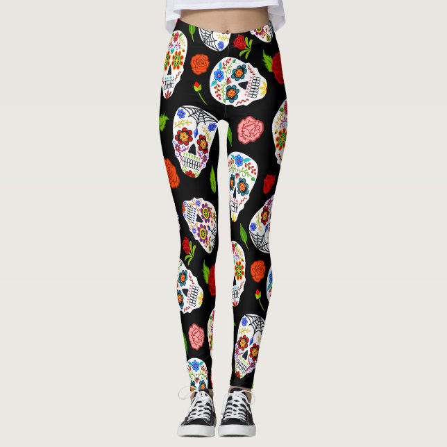Dia Los Muertos: döskallarna mönster. Leggings (Framsida)