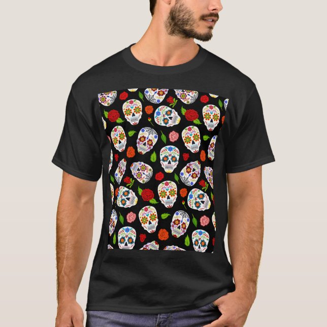 Dia Los Muertos: döskallarna mönster. T Shirt (Framsida)