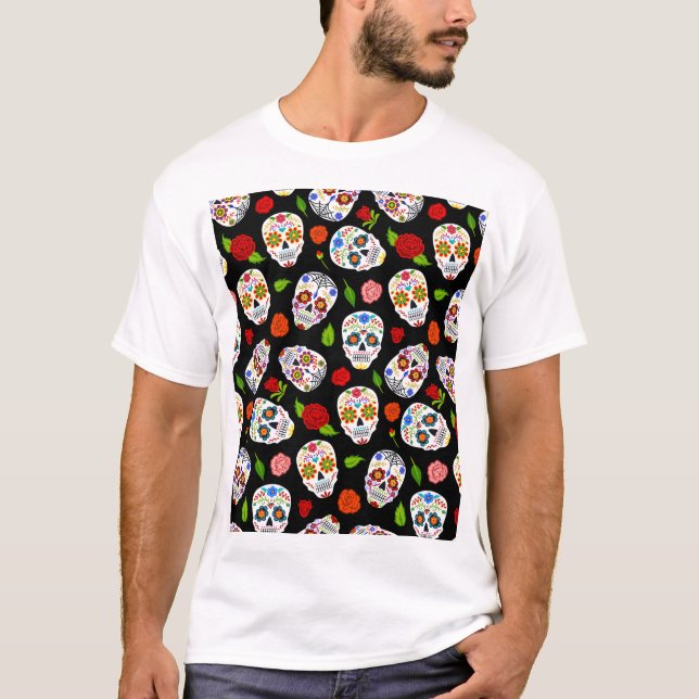 Dia Los Muertos: döskallarna mönster. T Shirt (Framsida)