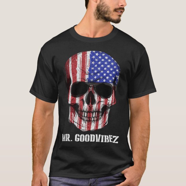 Dia Los Muertos Skull America T Shirt (Framsida)