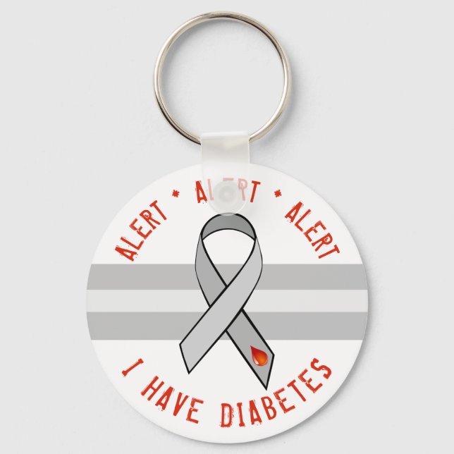 Diabetes Alert Nyckelring Awareness Ribbon (Framsida)