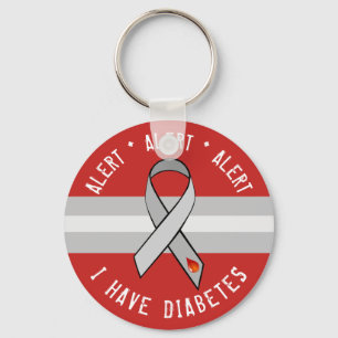 Diabetes Alert Nyckelring Awareness Ribbon