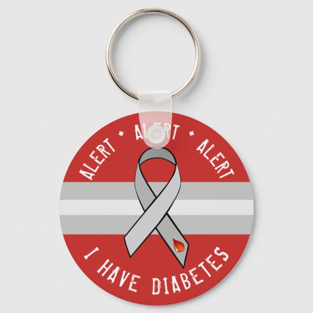 Diabetes Alert Nyckelring Awareness Ribbon (Framsida)