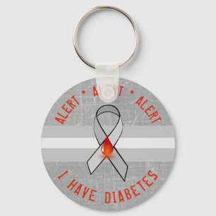 Diabetes Alert Nyckelring Awareness Ribbon