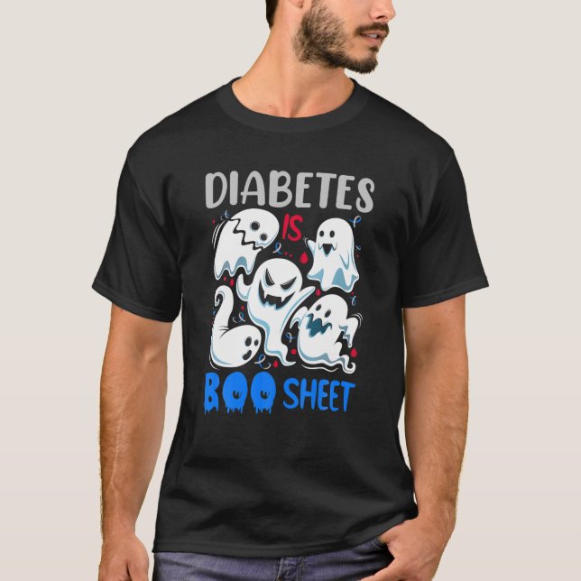 Diabetes är Boo Lakan Blue och Grått Boos Hallowee T Shirt (Framsida)