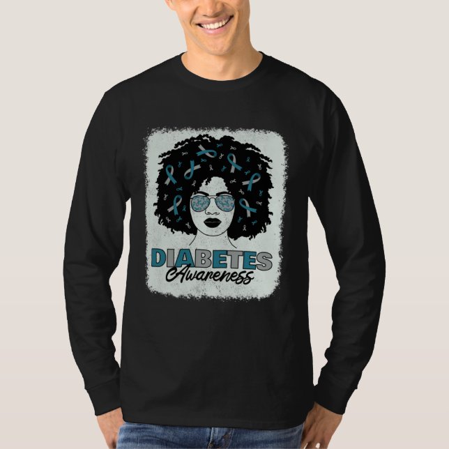 Diabetes Awareness Afro African American Melanin W T Shirt (Framsida)