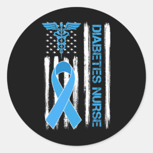 Diabetes Awareness American Flagga Diabetes Nurse Runt Klistermärke