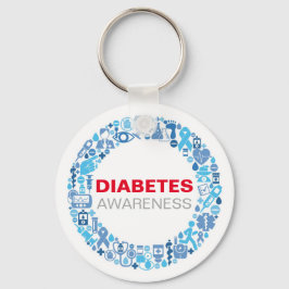 Diabetes Awareness blue circle with symbols Nyckelring