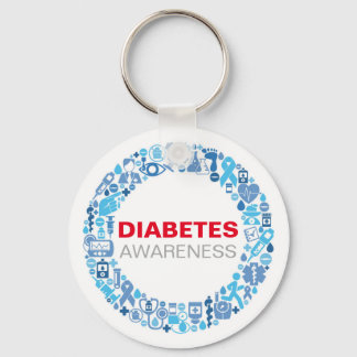 Diabetes Awareness blue circle with symbols Nyckelring