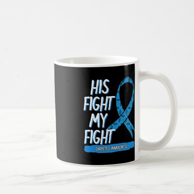 Diabetes Awareness Blue Fight Ribbon DM Diabetic G Kaffemugg (Höger)