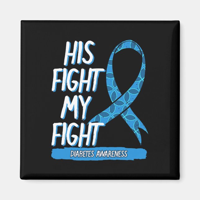 Diabetes Awareness Blue Fight Ribbon DM Diabetic G Magnet (Framsidan)