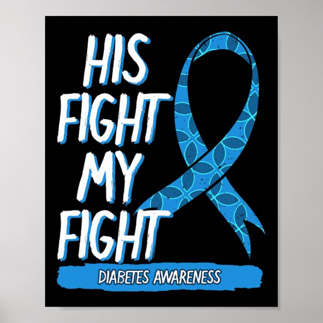 Diabetes Awareness Blue Fight Ribbon DM Diabetic G Poster (Framsidan)