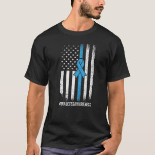 Diabetes Awareness Blue Ribbon Distress American T Shirt
