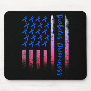 Diabetes Awareness Blue Ribbon Usa American Flagga Musmatta