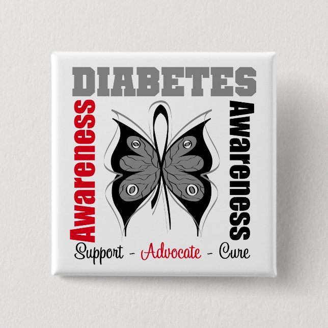 Diabetes Awareness Butterfly Knapp (Framsida)