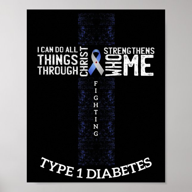 Diabetes Awareness Diabetic Warrior Gift Tee Poster (Framsidan)