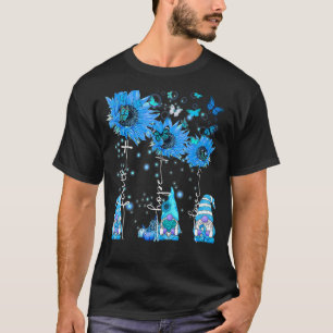 Diabetes Awareness Faith Hope Kärlek Gnome Blue Ri T Shirt