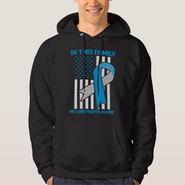 Diabetes Awareness Family USA Flag Blue Ribbon Dia Hoodie (Framsida)