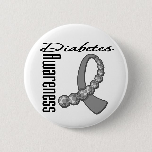 Diabetes Awareness Gemstone Ribbon Knapp (Framsida)