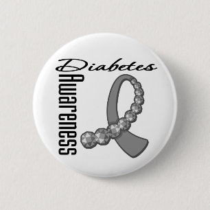 Diabetes Awareness Gemstone Ribbon Knapp