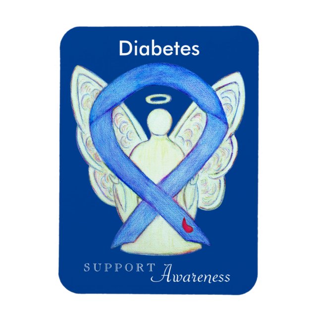Diabetes Awareness Ribbon Angel Art Fridge Magnet (Vertikal)