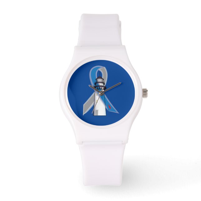 Diabetes Awareness Ribbon Lighthouse of Hope Armbandsur (Framsida)