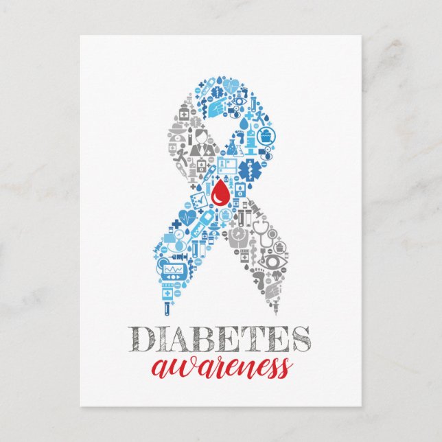 Diabetes Awareness Schleife Vykort (Framsida)