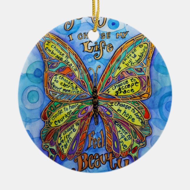 Diabetes Awareness Support Butterfly Art Ornament (Framsidan)