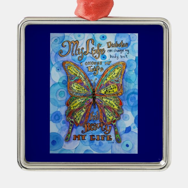 Diabetes Awareness Support Butterfly Art Ornament (Framsidan)