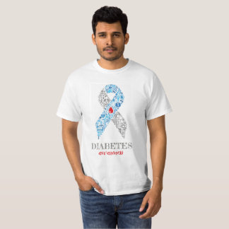 Diabetes Awarness Ribbon with Treatment Symbols T Shirt