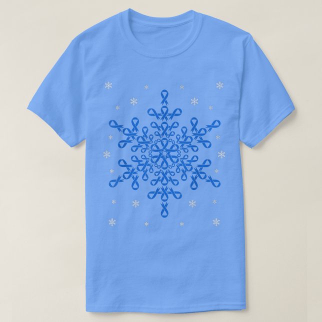 Diabetes Blue Awareness Ribbon Snowflakes Diabetic T Shirt (Design framsida)