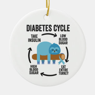 Diabetes Cycle Funny Blue Sloth Ribbon Thanksgivna Julgransprydnad Keramik