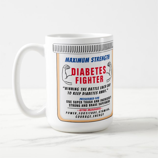 Diabetes Fighter Inspirational Gift Coffee Mugg (Vänster)