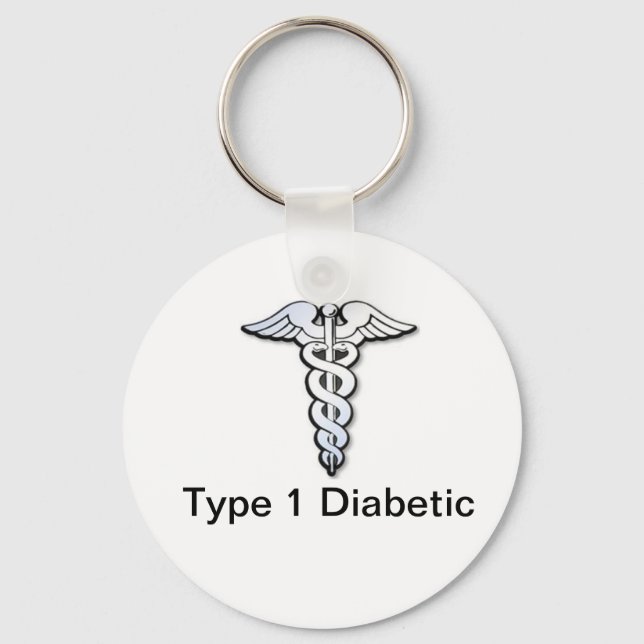 Diabetes ID Keychain Black Nyckelring (Framsida)