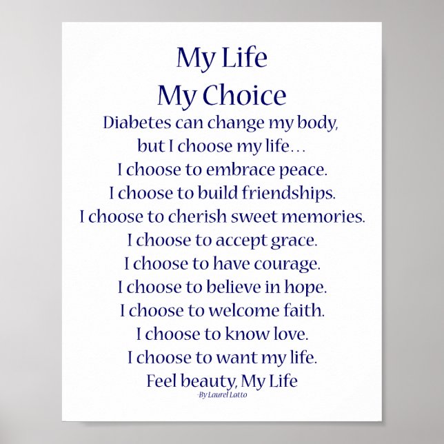 Diabetes Inspirational Dikt Art Printing Poster (Framsidan)