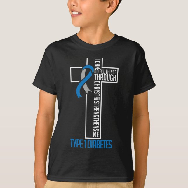 Diabetes jag kan göra allt Sak genom Kristus Suppo T Shirt (Framsida)