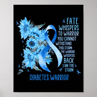 Diabetes Krigare Blått Band Fjäril Diabetes Poster