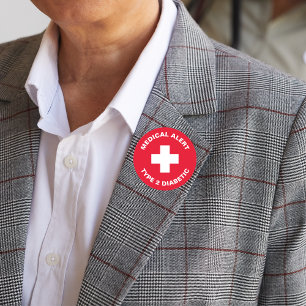 Diabetes Medicinsk varning Typ 2 - diabetiskt rött Knapp