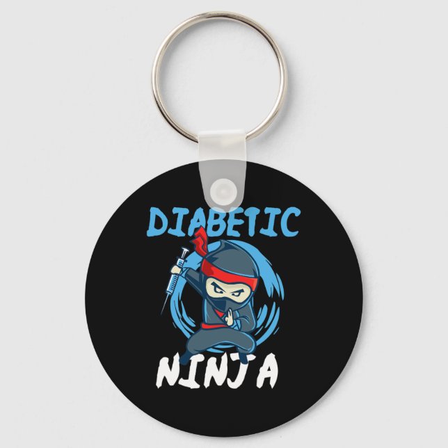 Diabetes Ninja - T1D Blodsocker Diabetes Awarenes Nyckelring (Framsida)