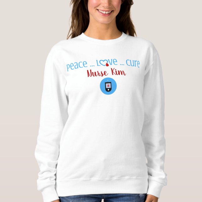 Diabetes Peace Kärlek Cure Design T Shirt (Framsida)