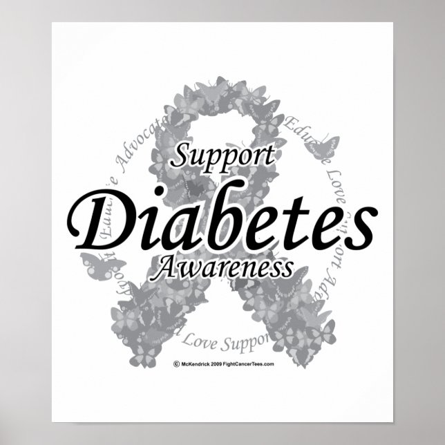 Diabetes Ribbon of Butterflies Poster (Framsidan)