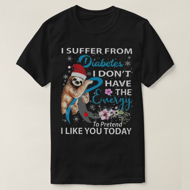 Diabetes Sloth Christmas T Shirt (Design framsida)