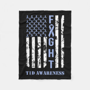 Diabetes T1d Awareness Month Fight Flagga Blue Rib Fleecefilt