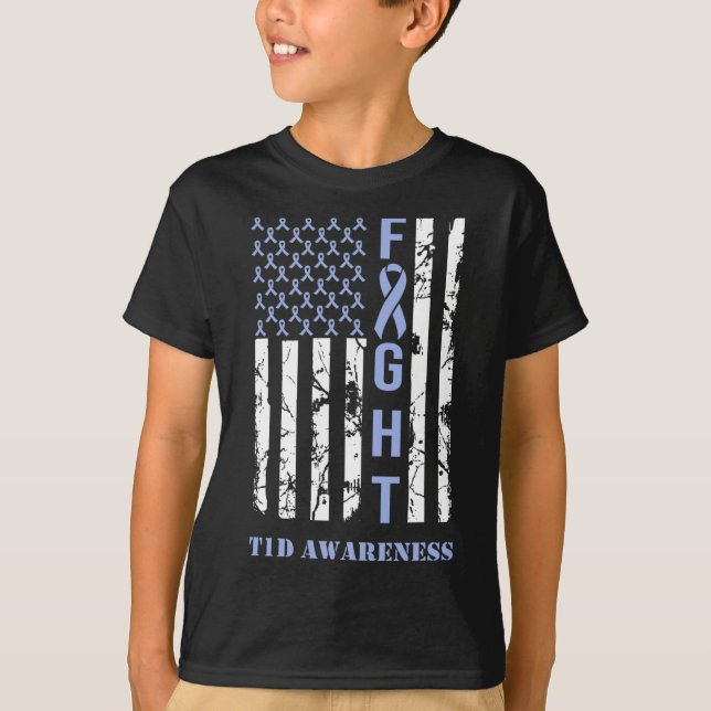 Diabetes T1d Awareness Month Fight Flagga Blue Rib T Shirt (Framsida)