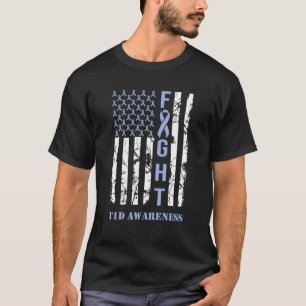 Diabetes T1D Awareness Month Fight Flagga Blue Rib T Shirt